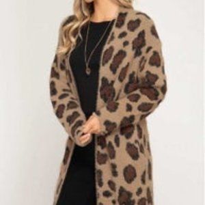 Long Leopard Print Cardigan